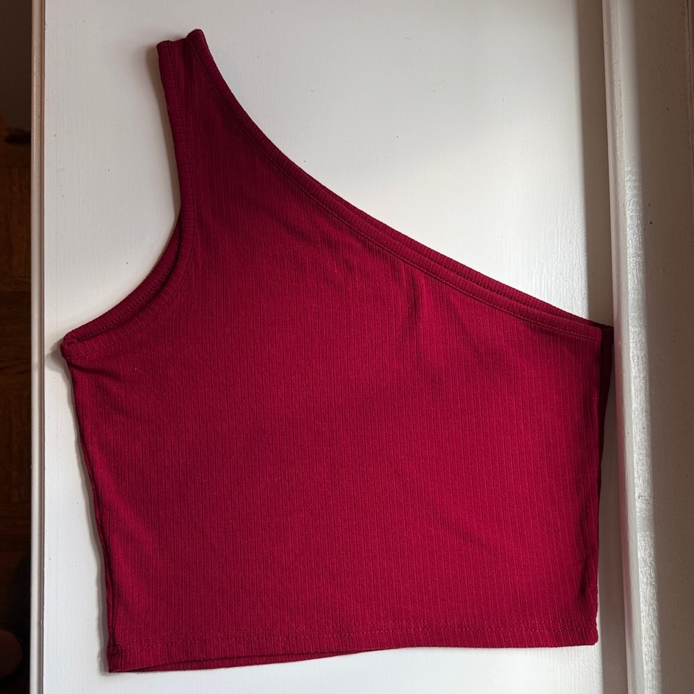 3/$15 One-Shoulder Red Crop Top